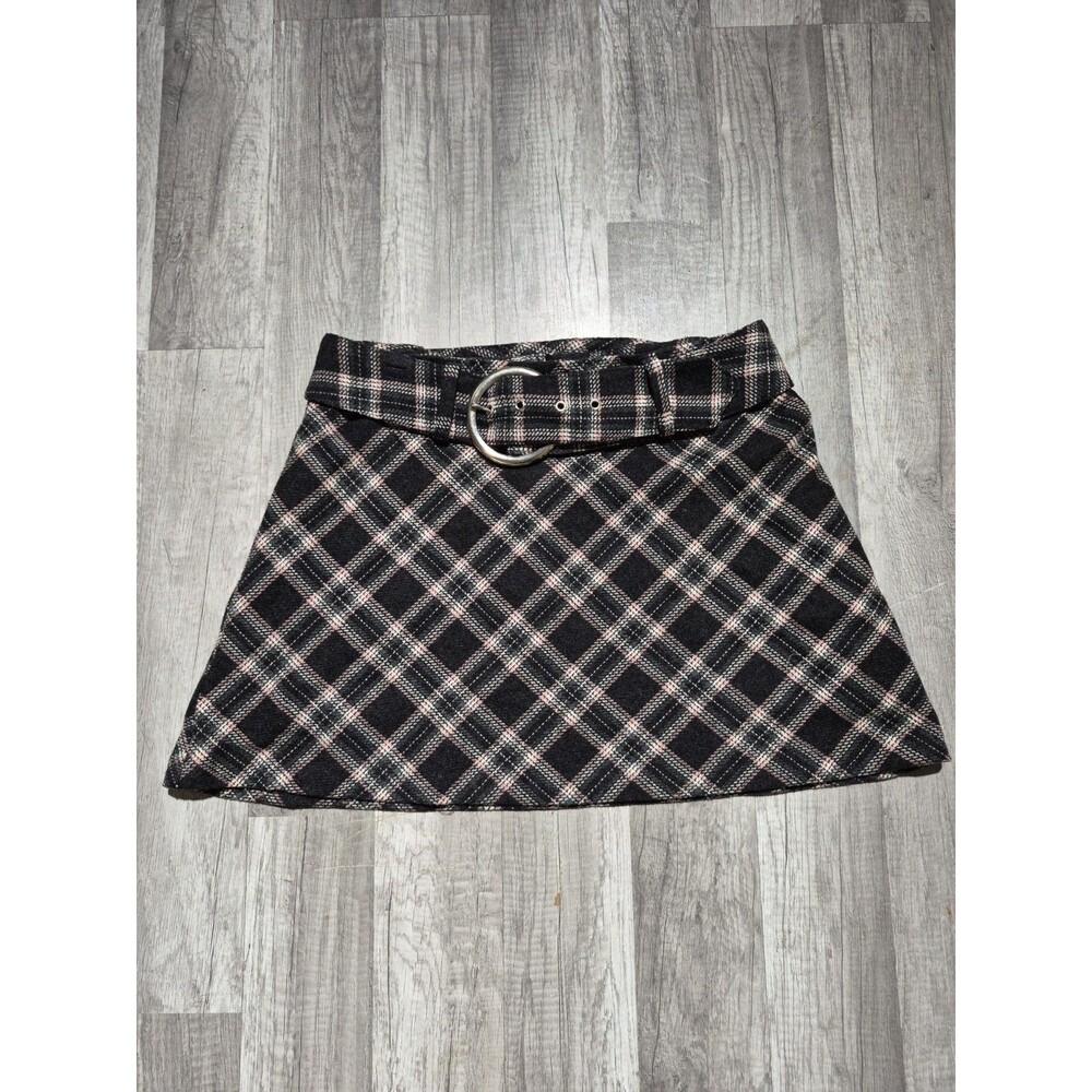 Y2K Vintage Skirt Plaid Mini Preppy Grunge 90s Juniors Size 11 Black White Pink